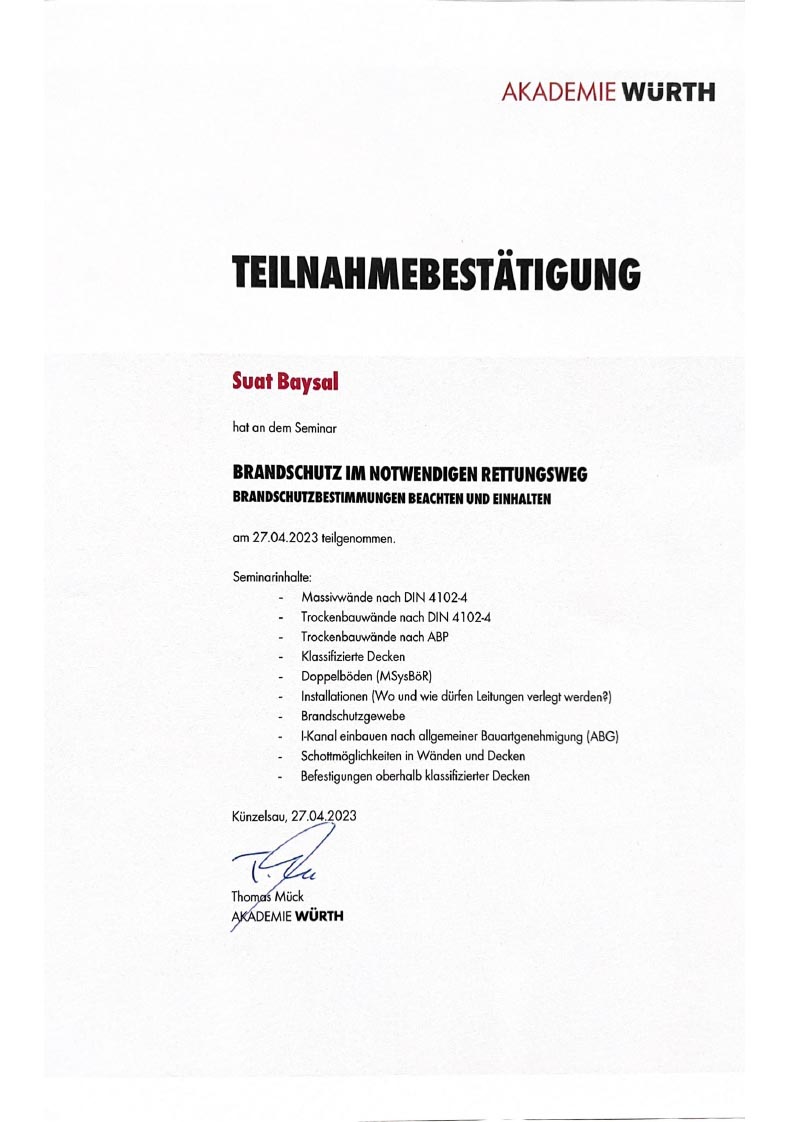 Brandschutz Seminar